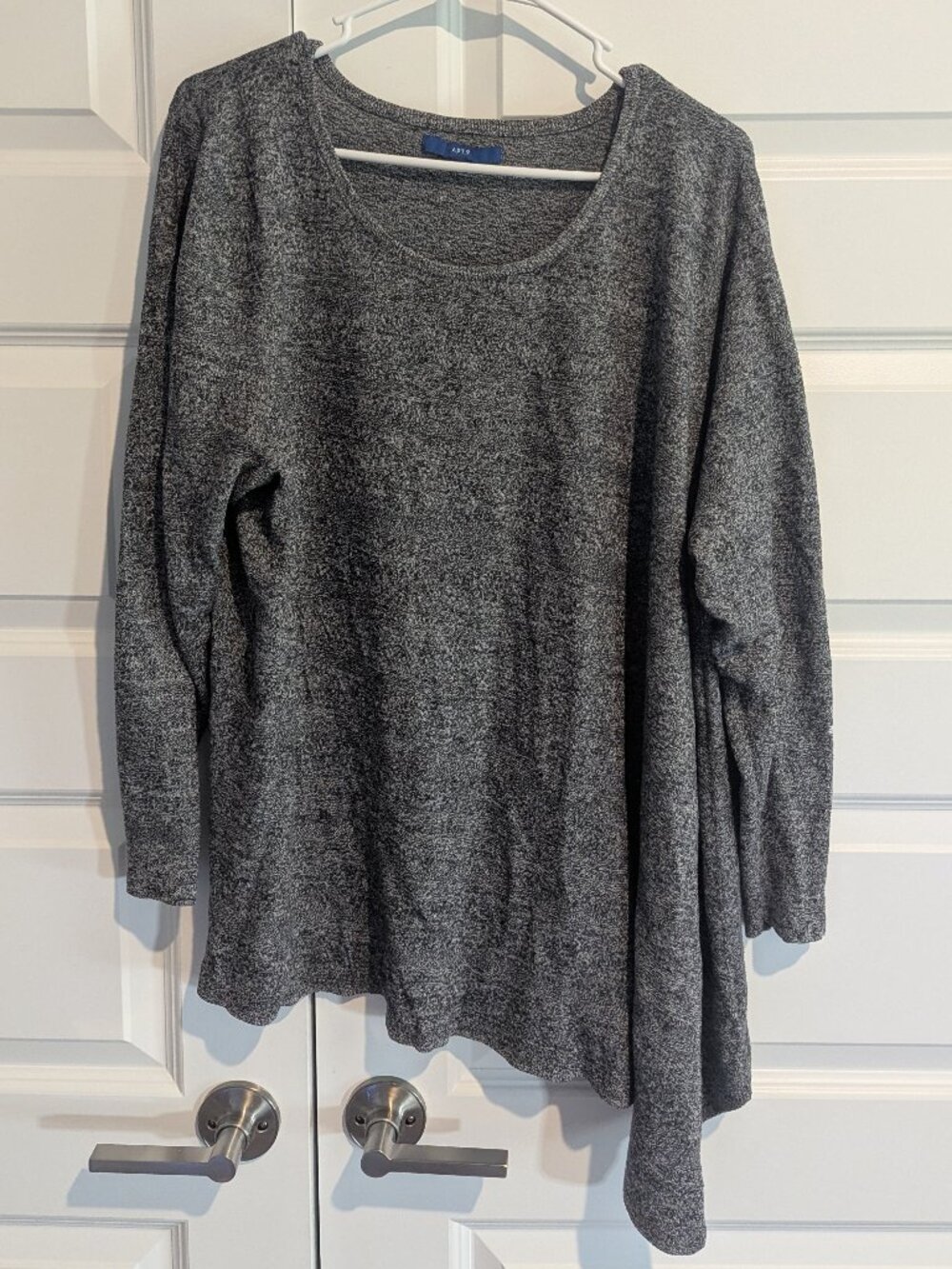 Apt. 9 - Charcoal Grey Long Sleeve Swing Sweater - 3X